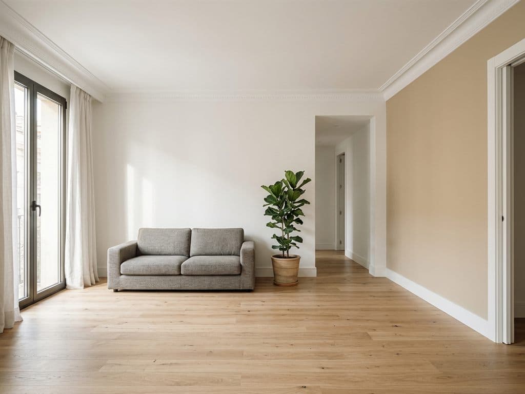 Salón con los acabados interiores terminados en A Coruña